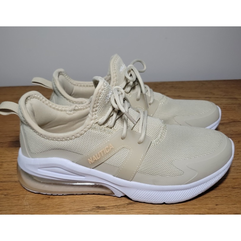 Nautica ARATA Tennis Shoes Tan w/ White Womens Size 7 Slip Ons w/ Lace Up